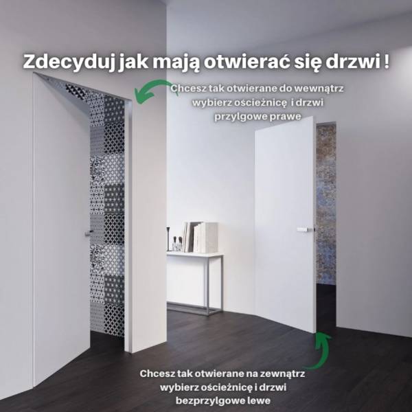 Drzwi Sara Eco 2 bezprzylgowe ukryte lewe 80 cm otwierane na