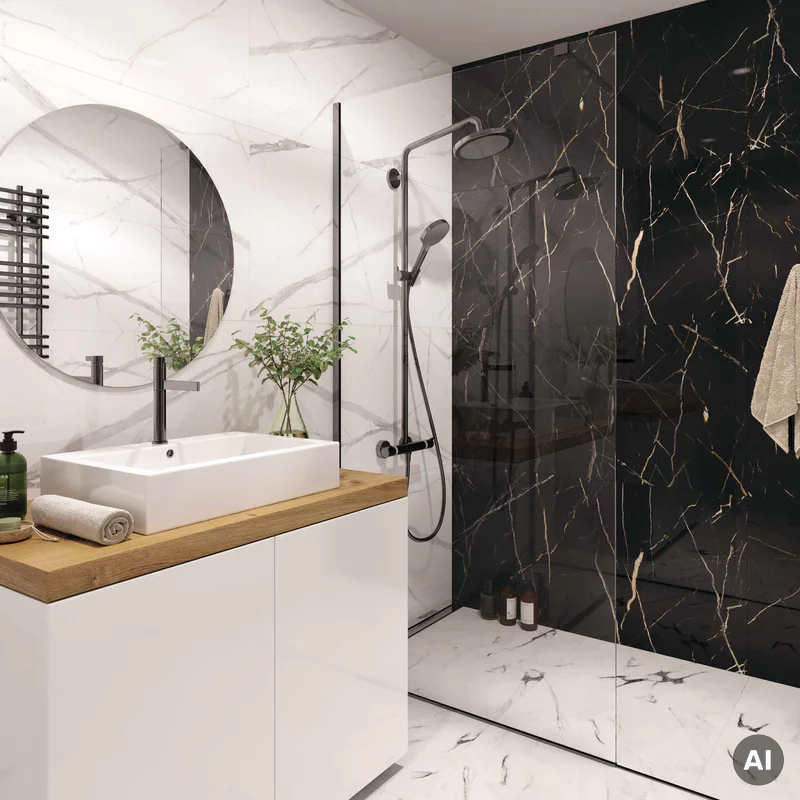 Panele ścienne Calacatta White Biały Marmur Połysk 120x60
