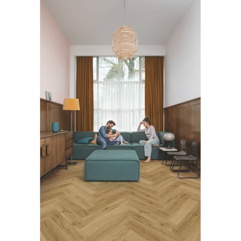 Panele winylowe SPC LVT z podkładem Jodełka Dąb Wędzony 