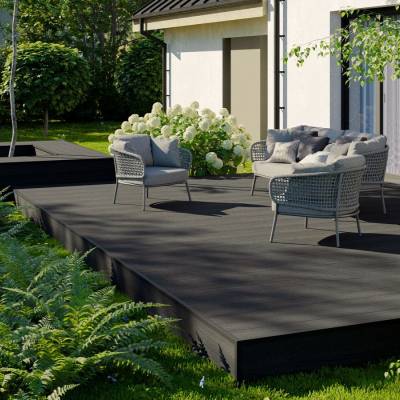 Deska tarasowa dwustronna BERGDECK W138 Szary/Czarny 2,9m 23 mm, BB0022