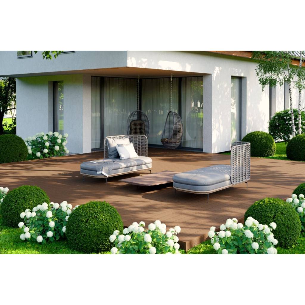 Deska tarasowa dwustronna BERGDECK S140 Ciemny Teak 2,2m 25 mm, BB1104
