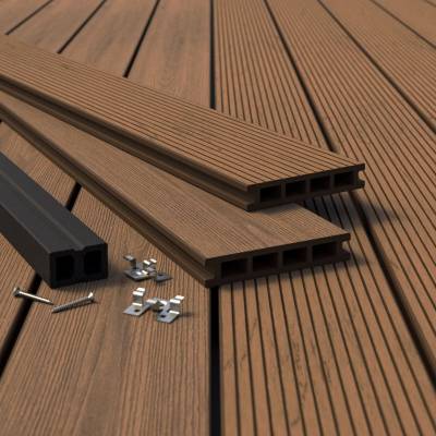 Deska tarasowa dwustronna BERGDECK S140 Ciemny Teak 2,2m 25 mm, BB1104