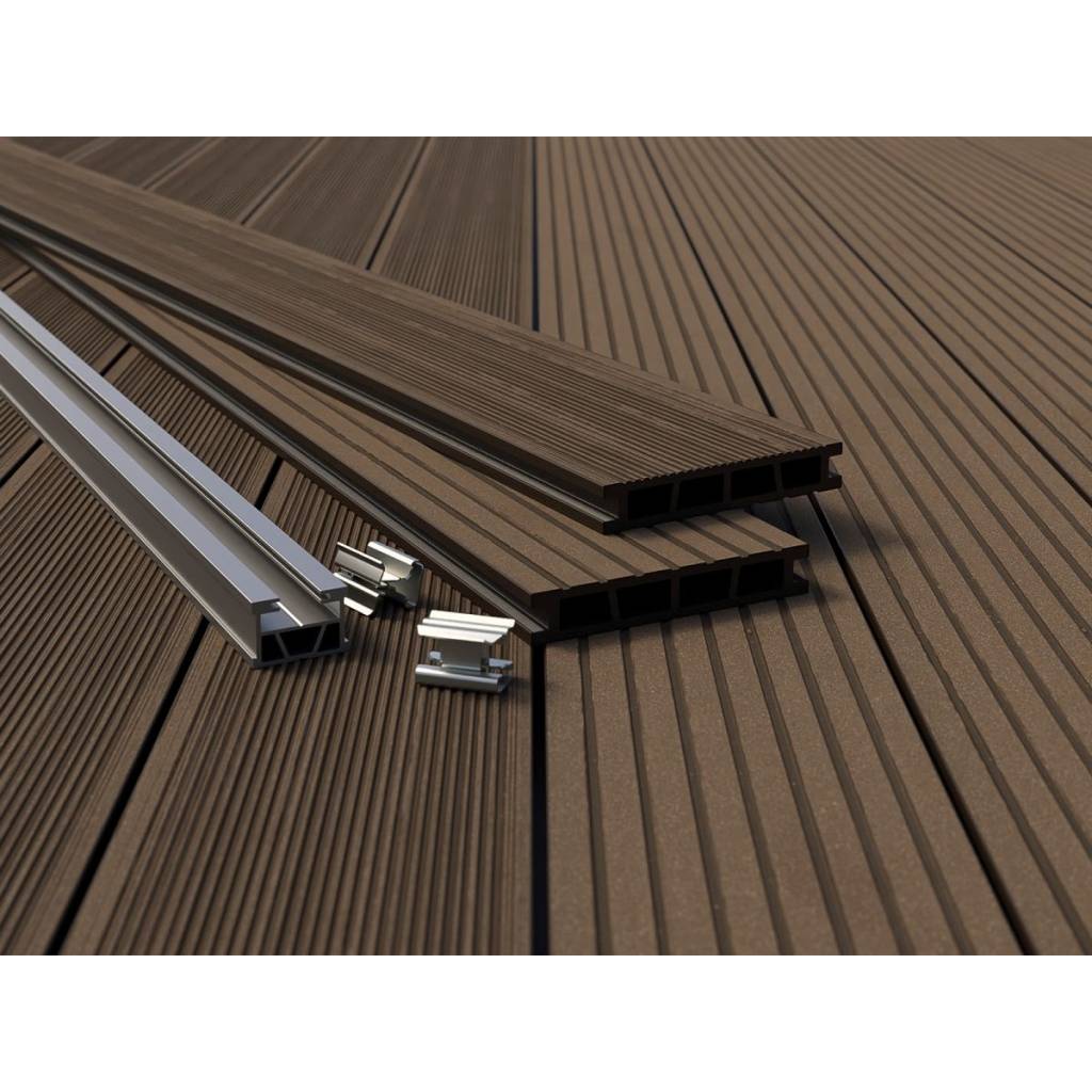 Deska tarasowa dwustronna BERGDECK B150 szczotkowana Orzech 2,4m 25 mm, BD1003