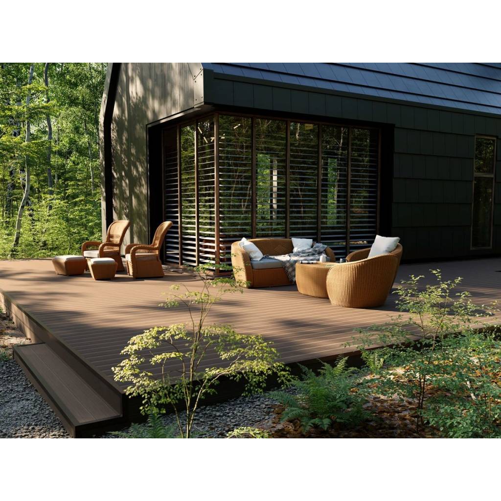 Deska tarasowa dwustronna BERGDECK B150 szczotkowana Orzech 2,4m 25 mm, BD1003