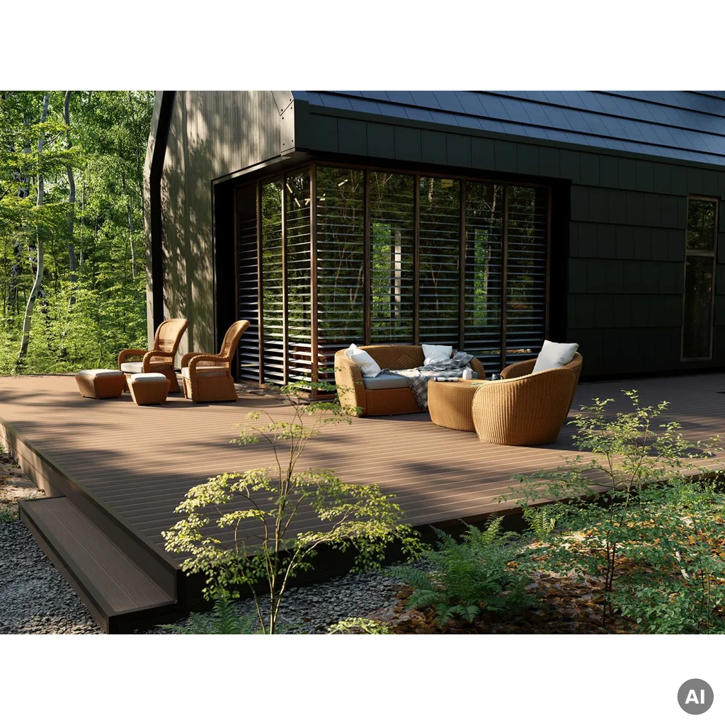 Deska tarasowa dwustronna BERGDECK szczotkowana Orzech 2,4m 25 mm, BD1003