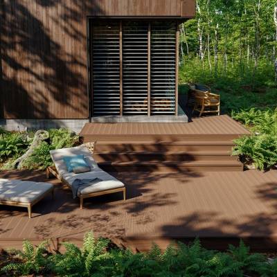 Deska tarasowa dwustronna BERGDECK B150 Szczotkowana Kasztan 2,4m 25 mm, BD1004