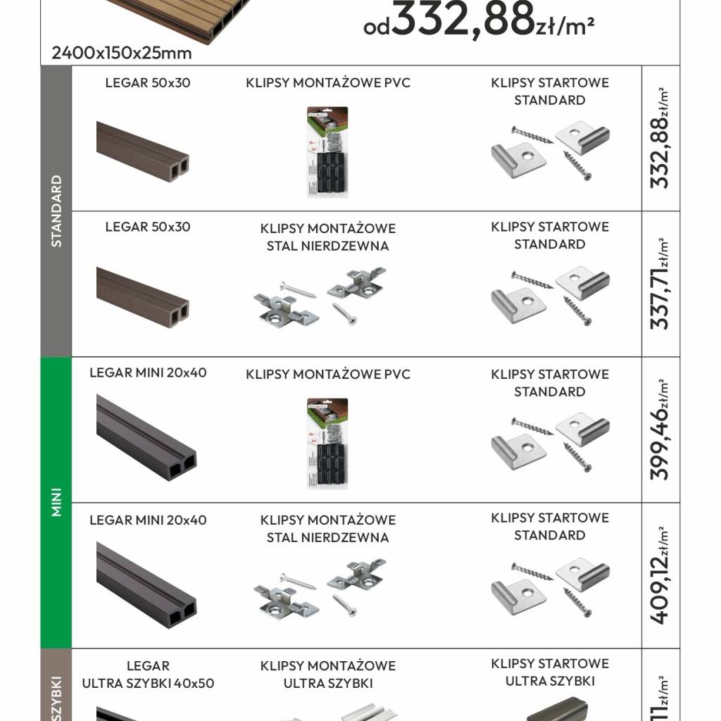 Deska tarasowa dwustronna BERGDECK B150 Szczotkowana Wild Teak 2,4m 25 mm, BD1007