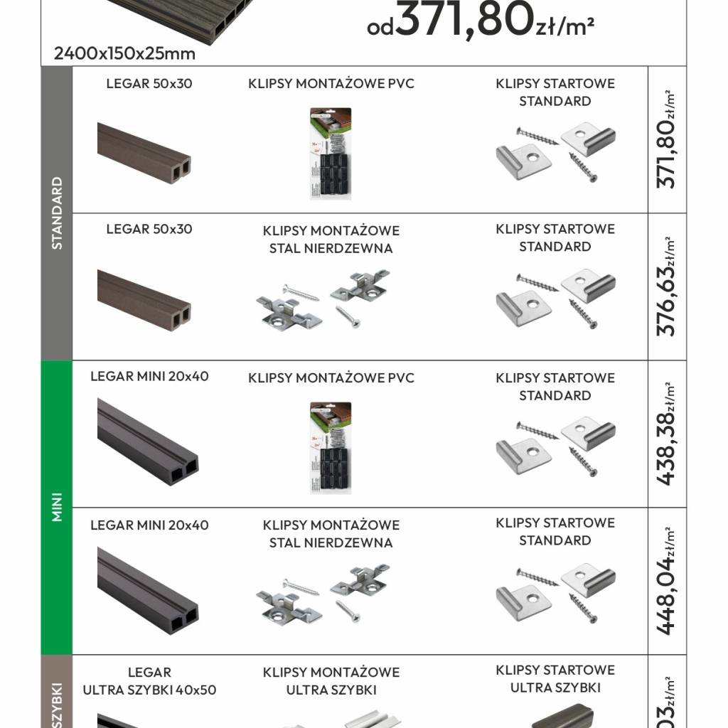 Deska tarasowa Wood szczotkowana Kasztan 2,4m 25 mm, BW0004