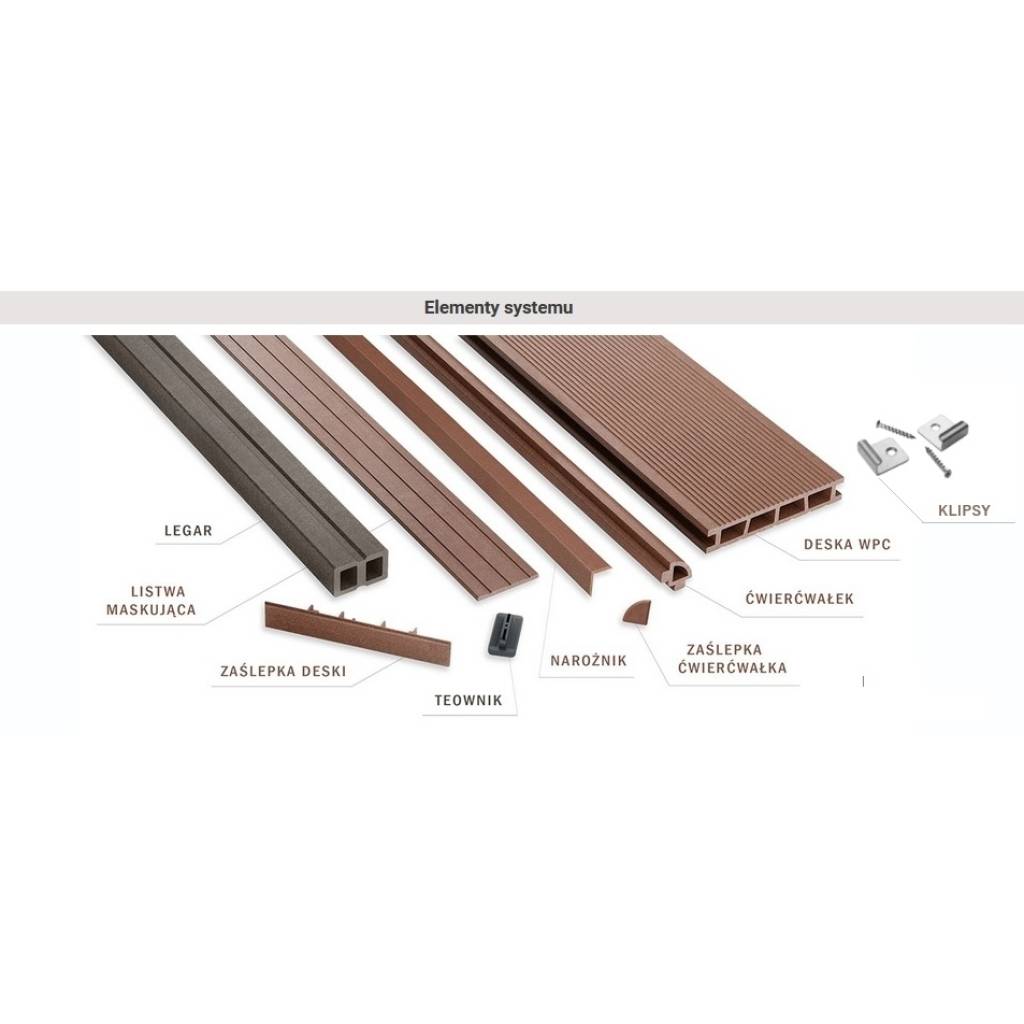 Deska tarasowa dwustronna BERGDECK Pure Kasztan 2,4m 25 mm, BP1004