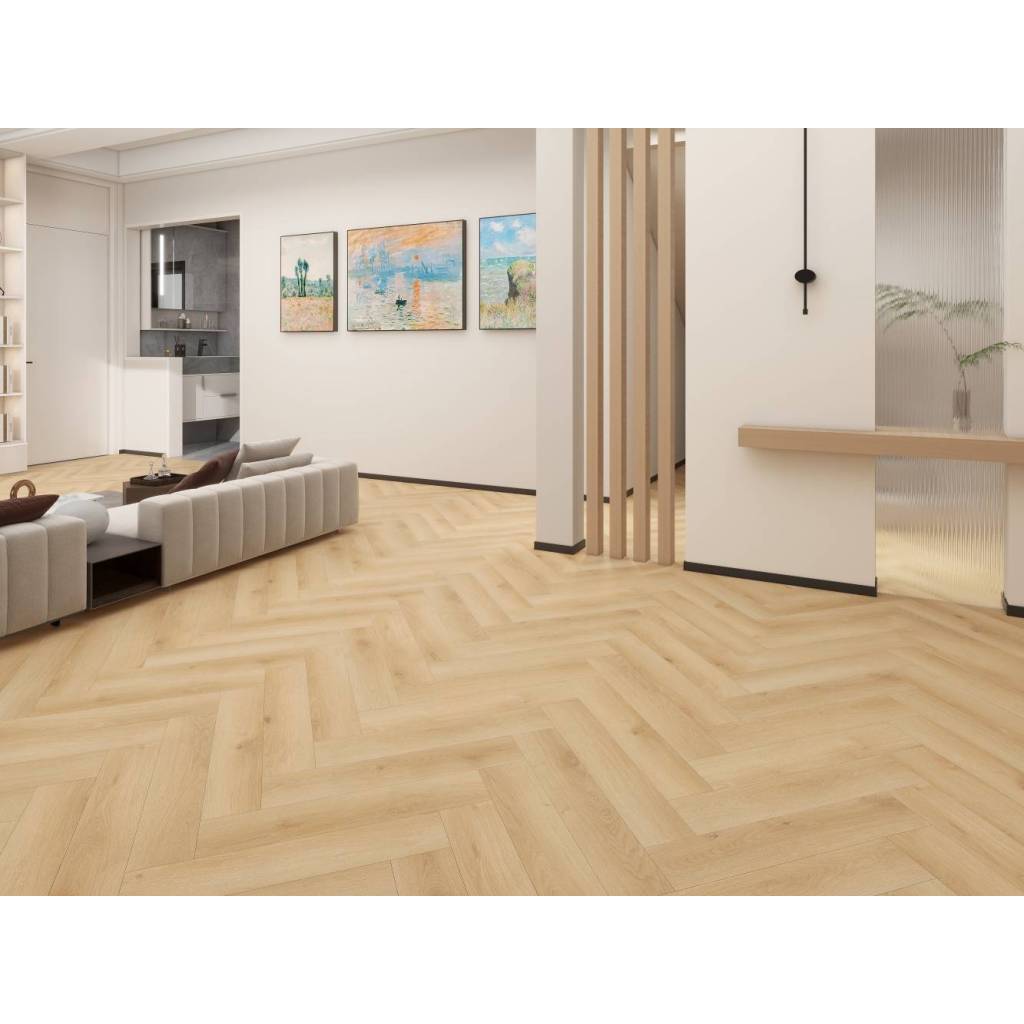 Panele winylowe SPC ze zintegrowanym podkładem Jodełka Iconic PAN000370 Klasa 34 6 mm