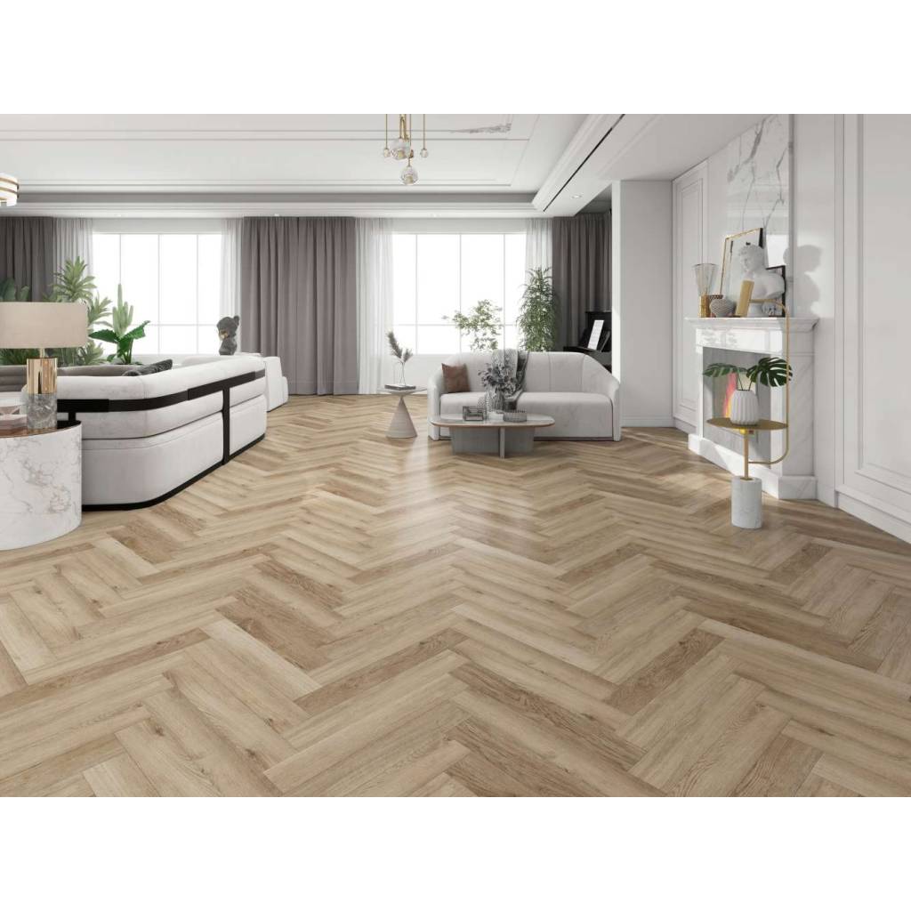 Panele winylowe SPC ze zintegrowanym podkładem Jodełka Harmony PAN000357 Klasa 34 6 mm