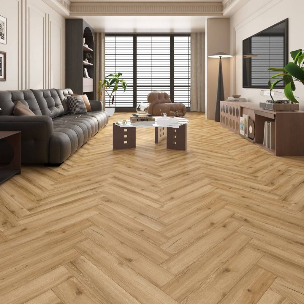 Panele winylowe SPC ze zintegrowanym podkładem Jodełka Essence PAN000361 Klasa 34 6 mm