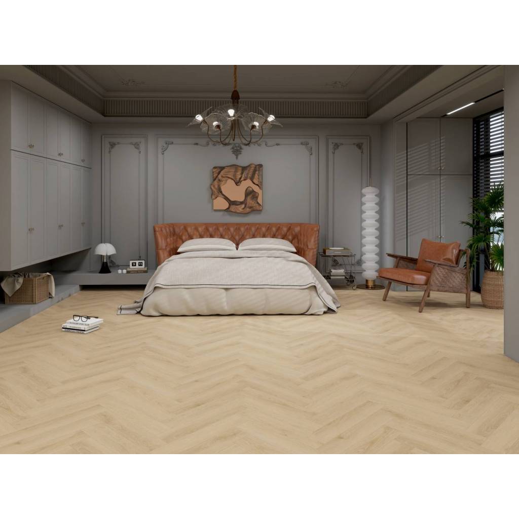 Panele winylowe SPC ze zintegrowanym podkładem Jodełka Serene PAN000349 Klasa 34 6 mm