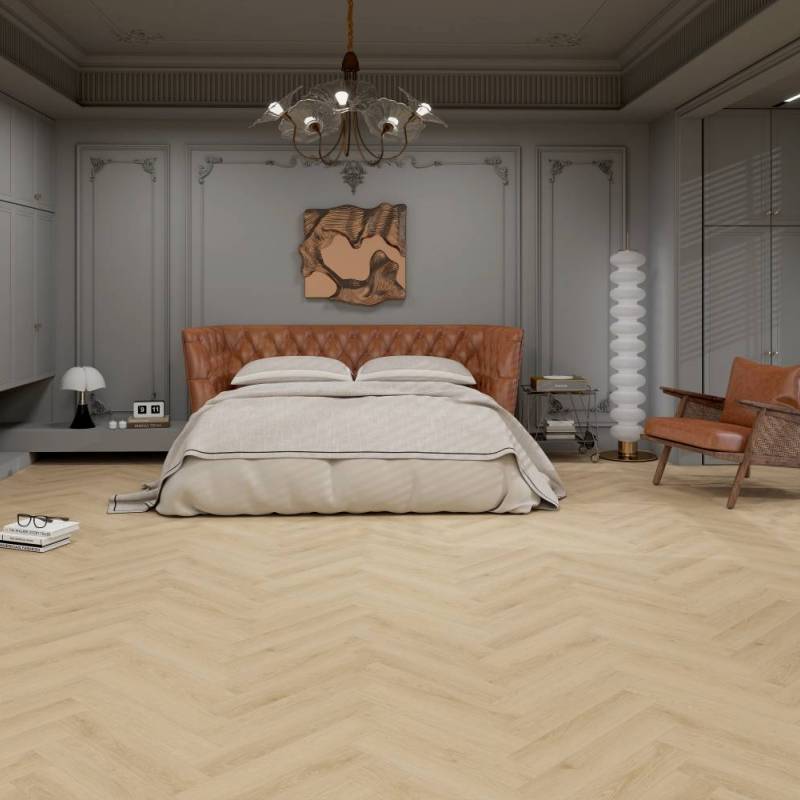 Panele winylowe SPC ze zintegrowanym podkładem Jodełka Ser