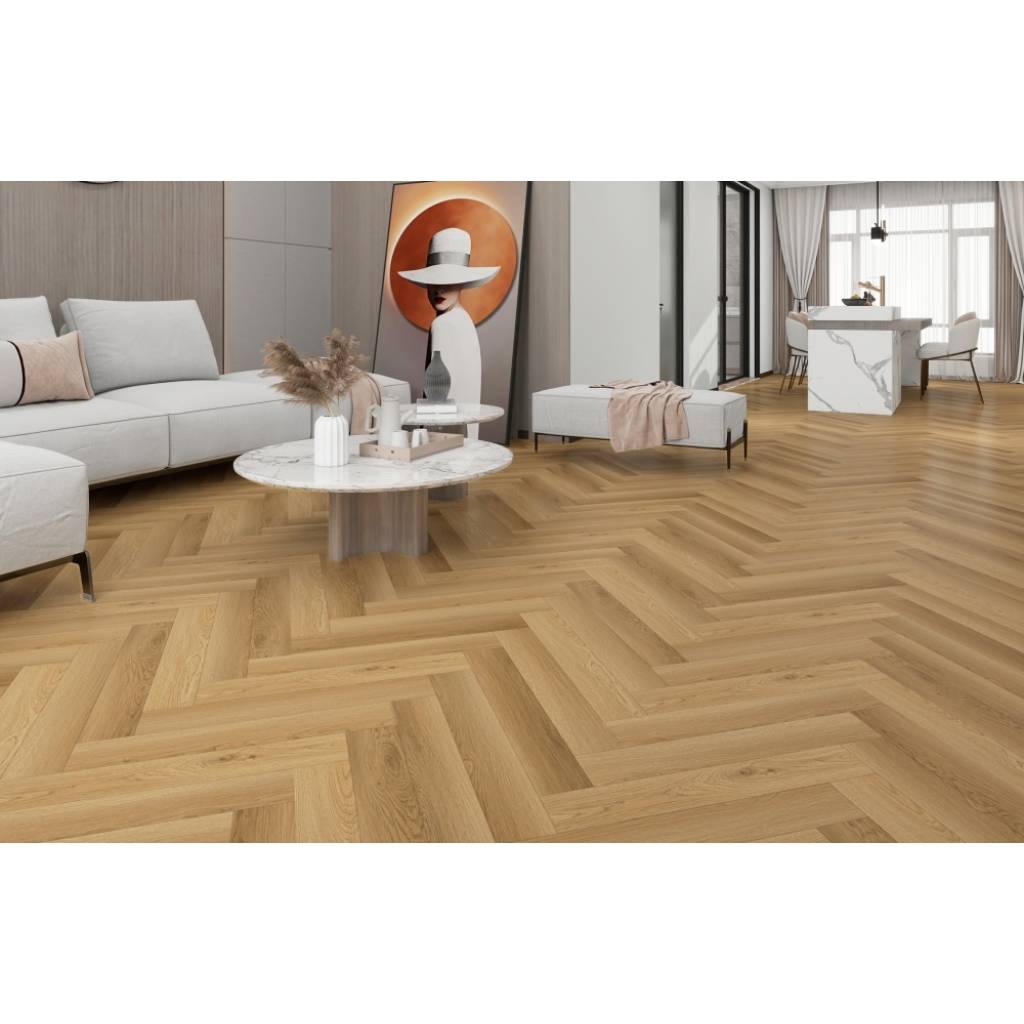 Panele winylowe SPC ze zintegrowanym podkładem Jodełka Vogue PAN000365 Klasa 34 6 mm