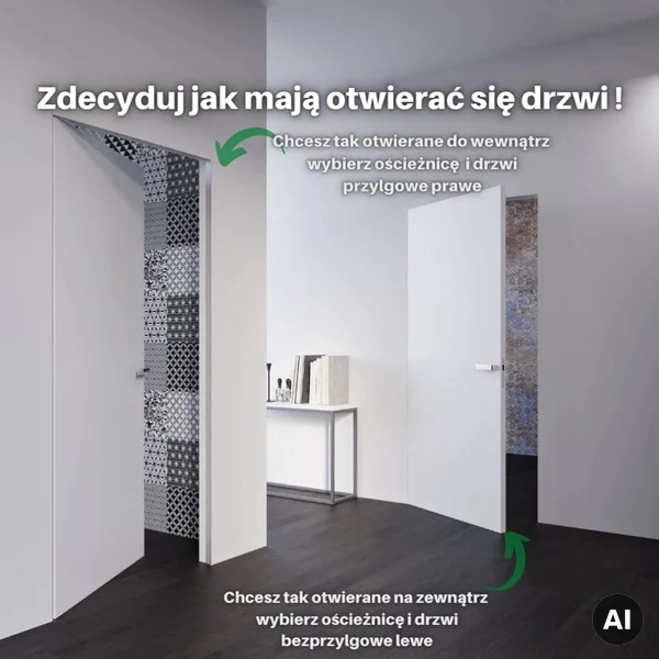 Drzwi Sara Eco 2 odwrotna przylga ukryte lewe 80 cm płyta,