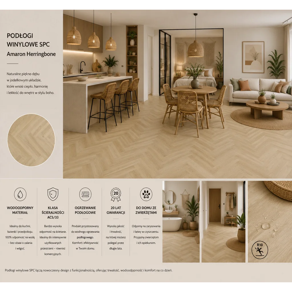 Panele winylowe SPC LVT Jodełka Dąb Deventer CAS 236 5 mm TAK, 5905167857120