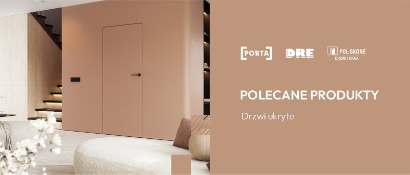 Drzwi ukryte, drzwi z ukrytą ościeżnicą PORTA HIDE, DRE Sara Eco 2, Pol-Skone Harmony Idea Mirror Kiwi