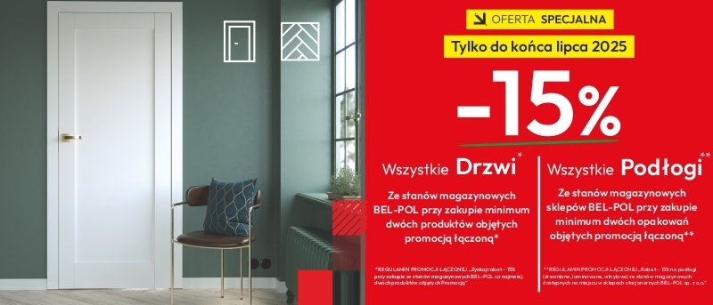 RABAT -15% na drzwi* ze stanów magazynowych Bel-Pol i -15% 