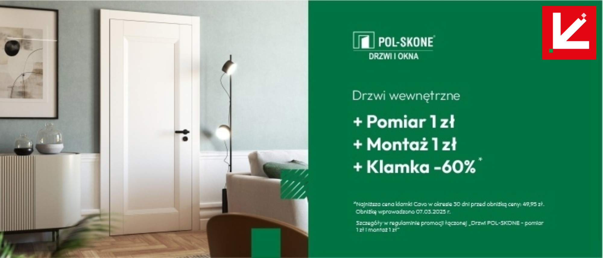Super oferta na drzwi Pol-Skone + pomiar 1zł + montaż 1zł