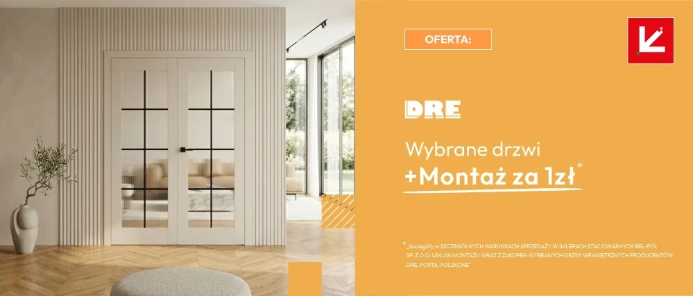 Oferta wybrane drzwi wewnętrzne DRE z montażem za 1 zł. D