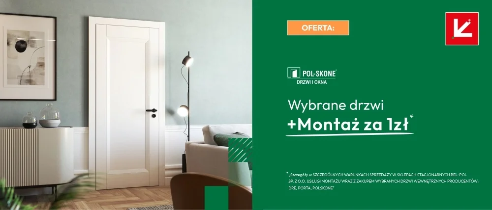Oferta wybrane drzwi wewnętrzne POL-SKONE z montażem za 1
