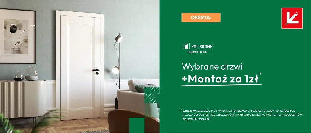 Oferta wybrane drzwi wewnętrzne POL-SKONE z montażem za 1